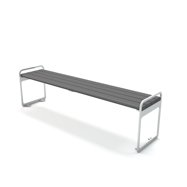 Gray 6' Plaza Backless Bench with Silver Frame